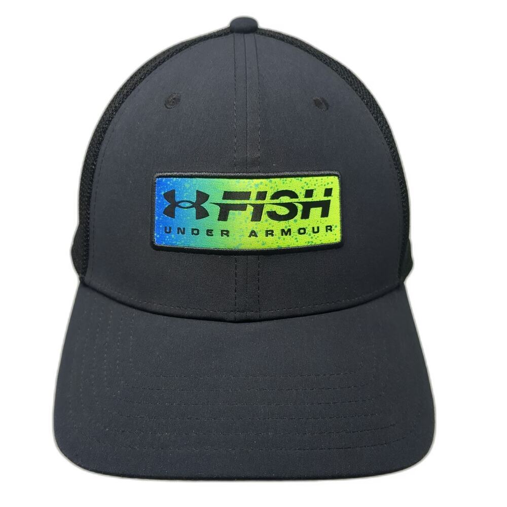 Under Armour Trucker Hat Black One Size Fish Mesh Back Snapback Fishing Cap